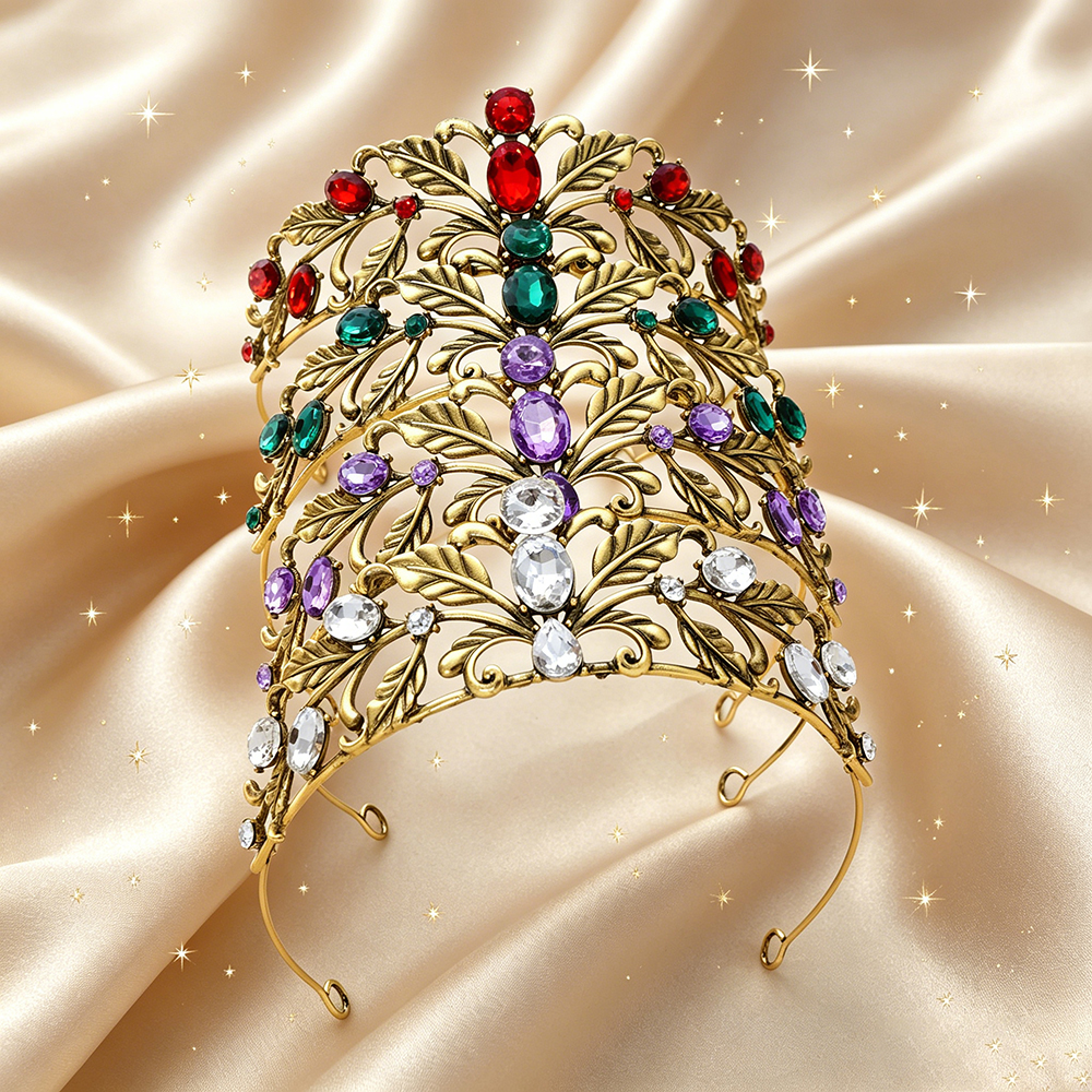 Vintage Fashion Queen - Vintage Leaf Rhinestone Bridal Tiara Elegant
