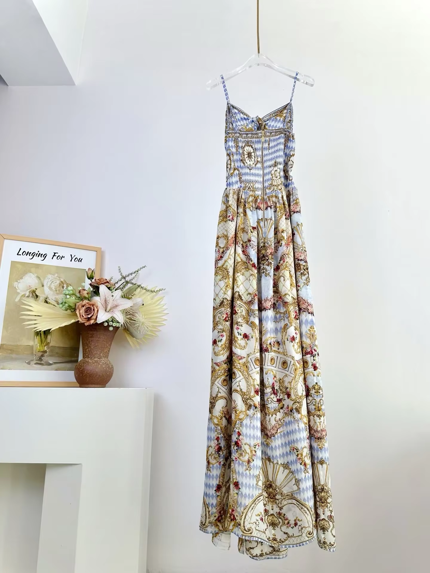Vintage Fashion Retro Outfit - Summer Women 100% Silk Maxi Dress