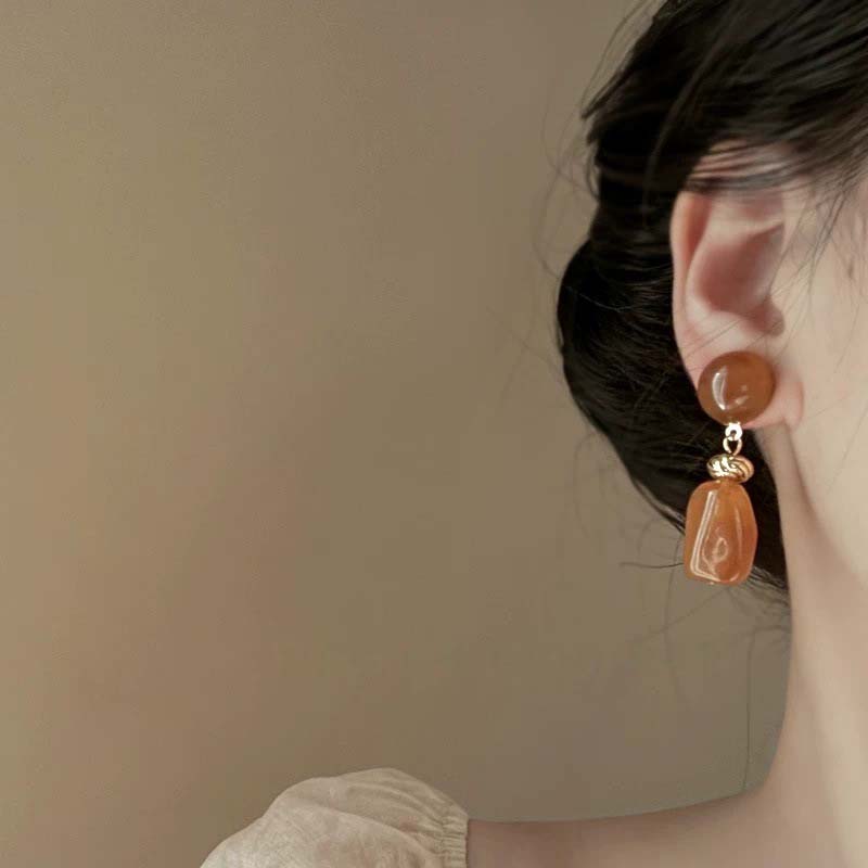 Vintage Fashion Retro Outfit - Vintage Warm Brown Amber Resin Drop