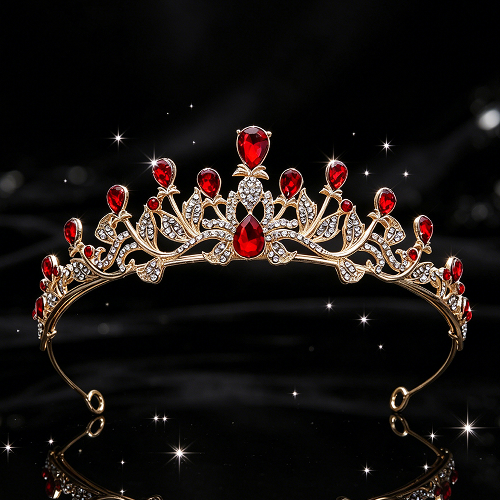 Vintage Fashion Queen - Baroque Crystal Leaf Bridal Tiara Sparkling