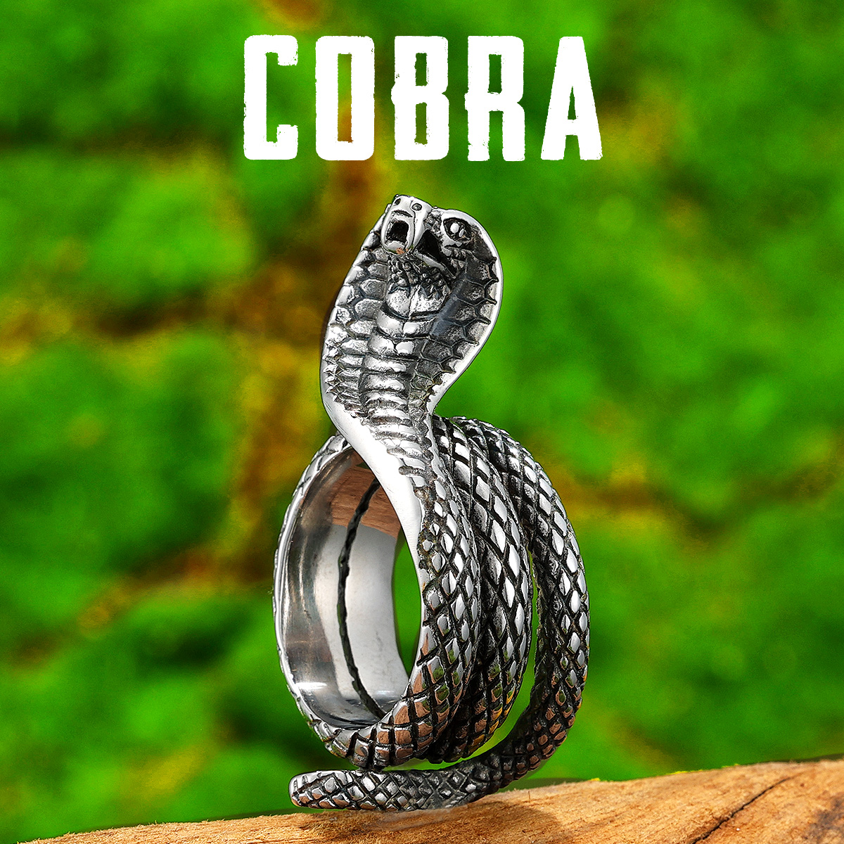 Vintage Fashion Stuff - Snake Cobra Animal Men Rings Stainless