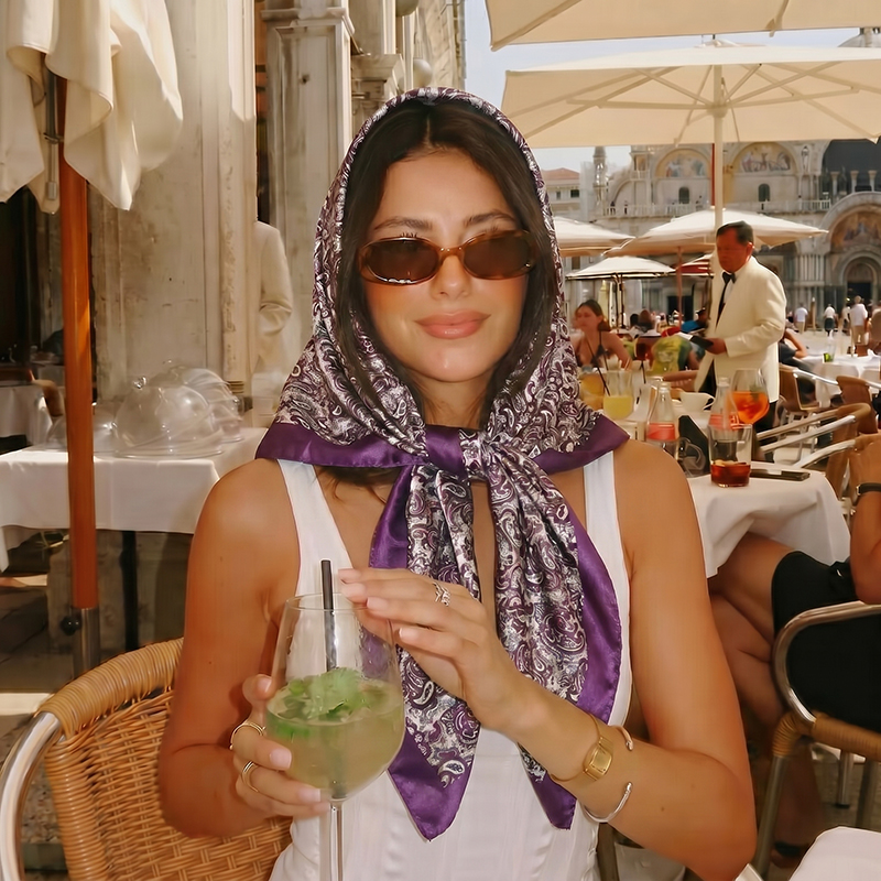 Vintage Satin Square Scarf Boh - Vintage Fashion Hijab review and price