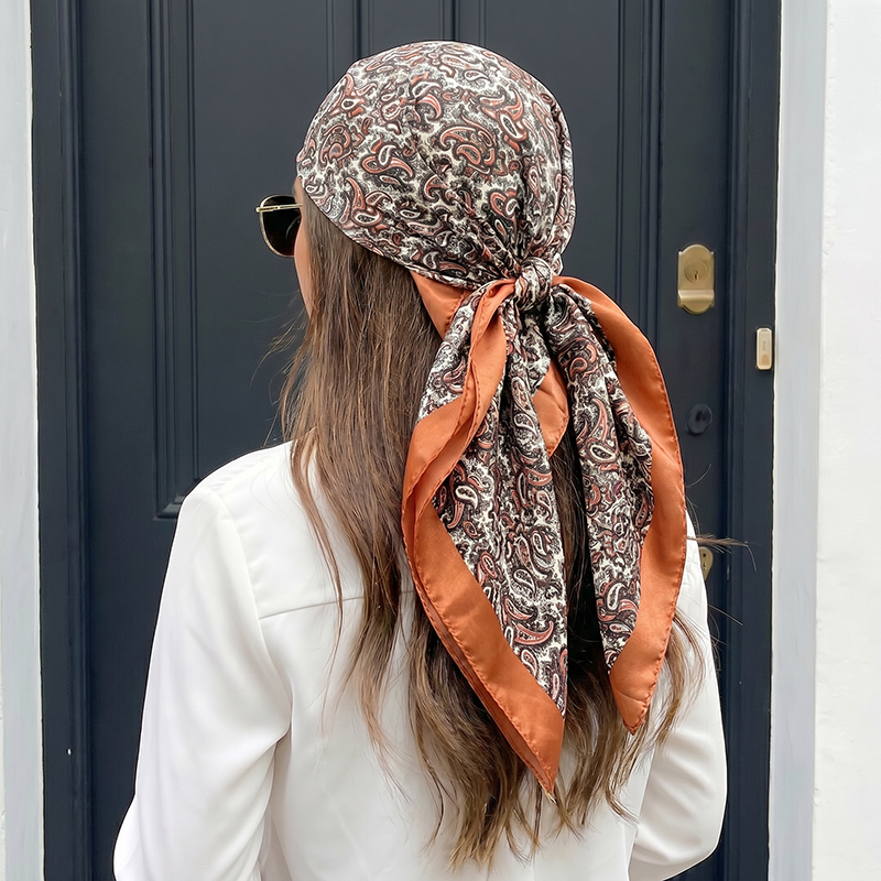 Vintage Satin Square Scarf Boh - Vintage Fashion Hijab review and price