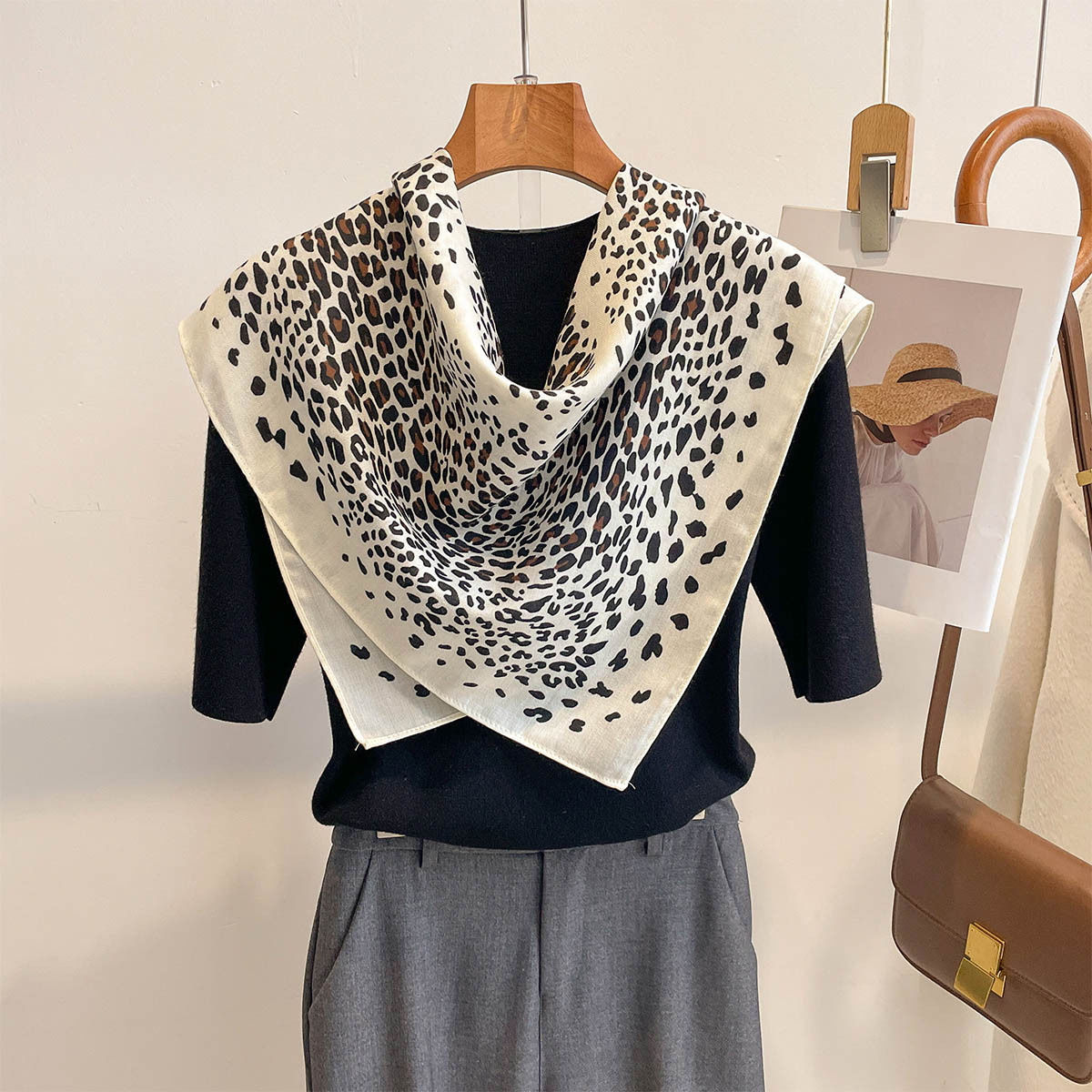 Leopard Print 68x68cm Silk Sca - Vintage Fashion Hijab review and price