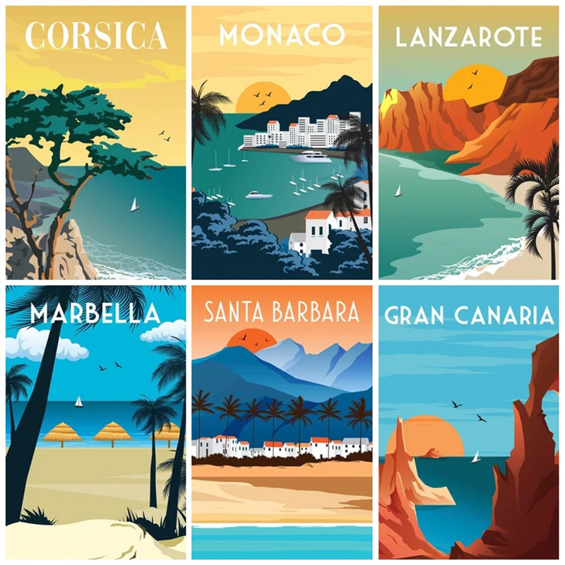 Monaco Mauritius Dubai Beach T - Vintage Fashion Illustrations review and price
