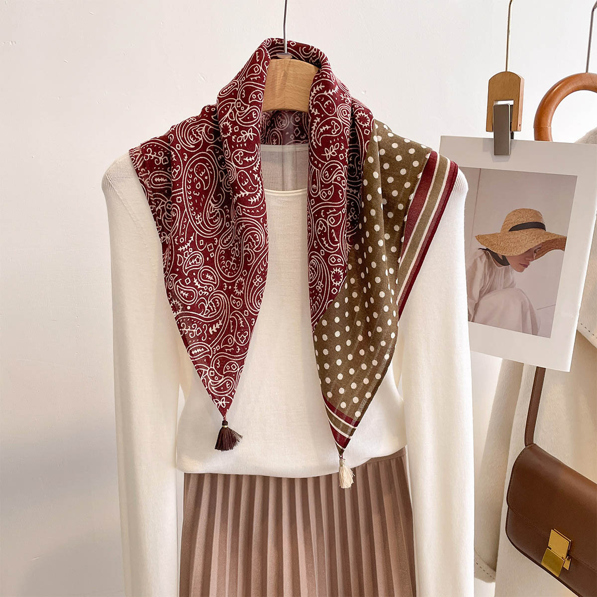 Silk Scarf Women 60cm Square V - Vintage Fashion Hijab review and price