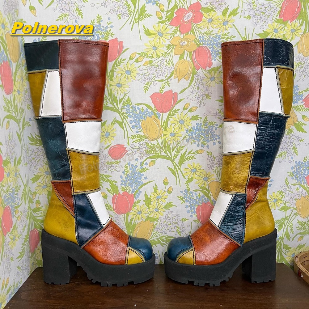 Women Retro Patchwork Leather  - Vintage Fashion Streetwear review and price