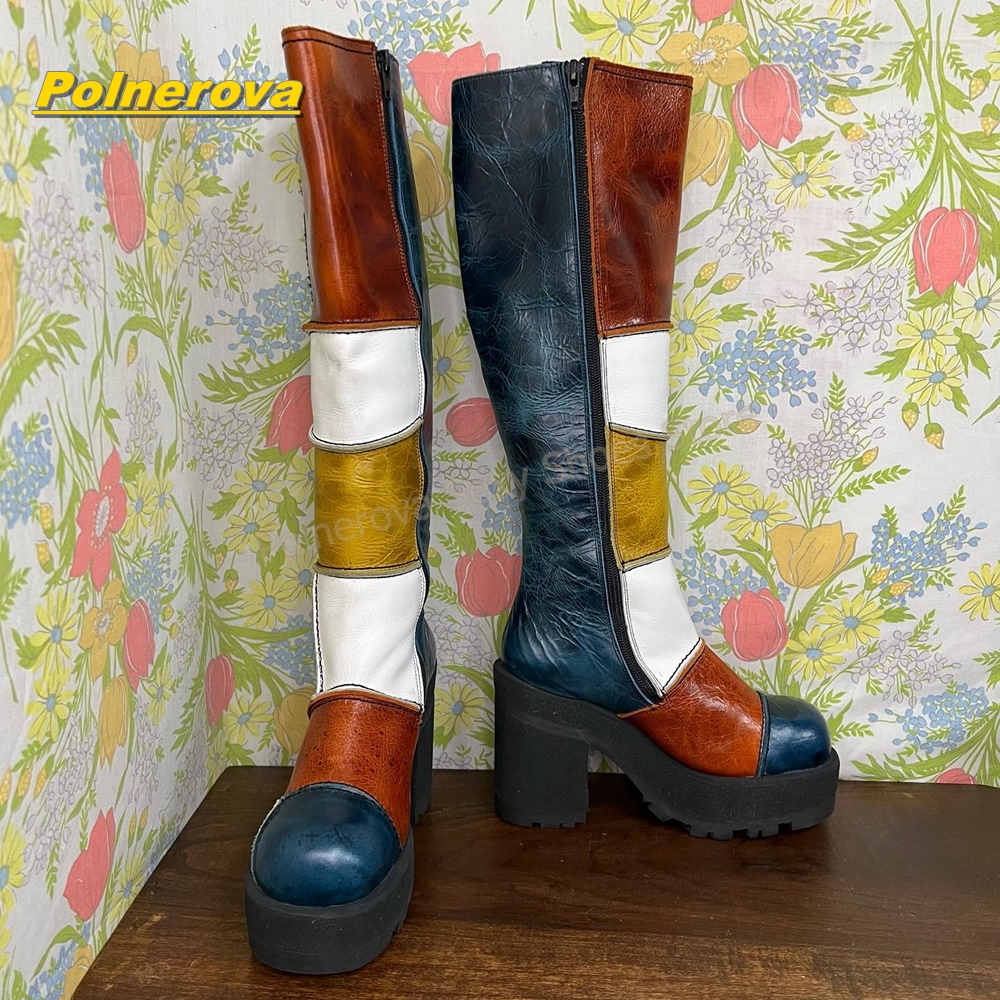 Women Retro Patchwork Leather  - Vintage Fashion Streetwear review and price