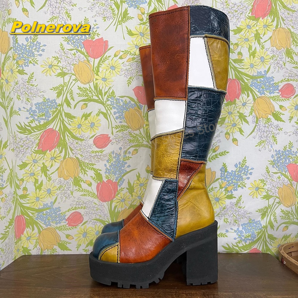Women Retro Patchwork Leather  - Vintage Fashion Streetwear review and price