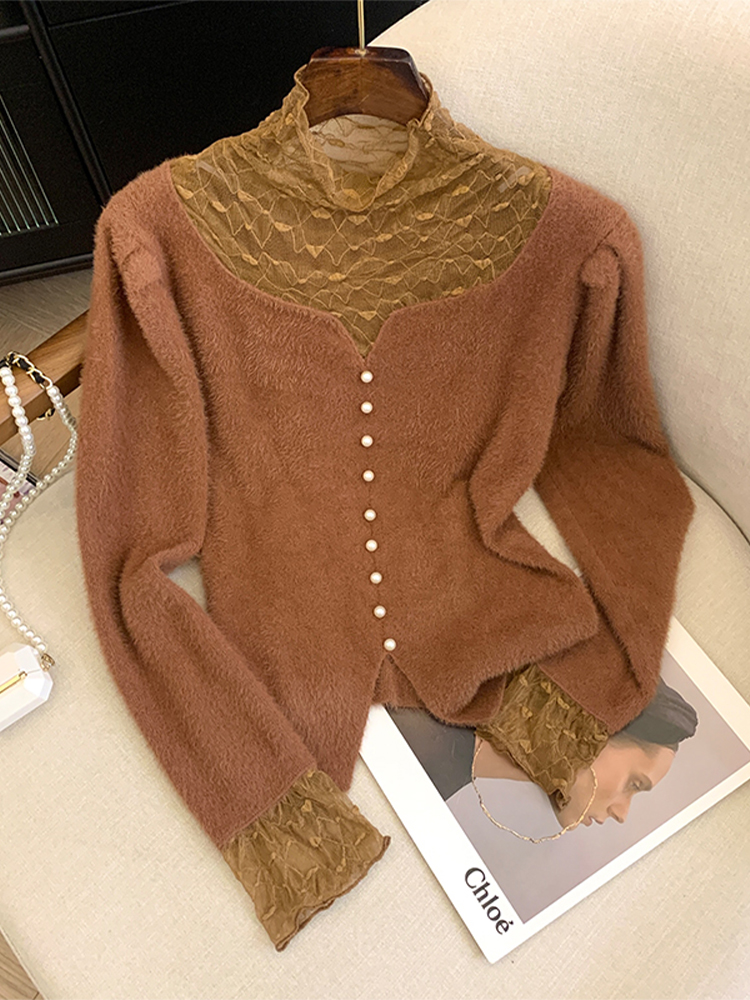 Women's Coffee Pullover Turtle - Turtleneck Knit 90S review and price
