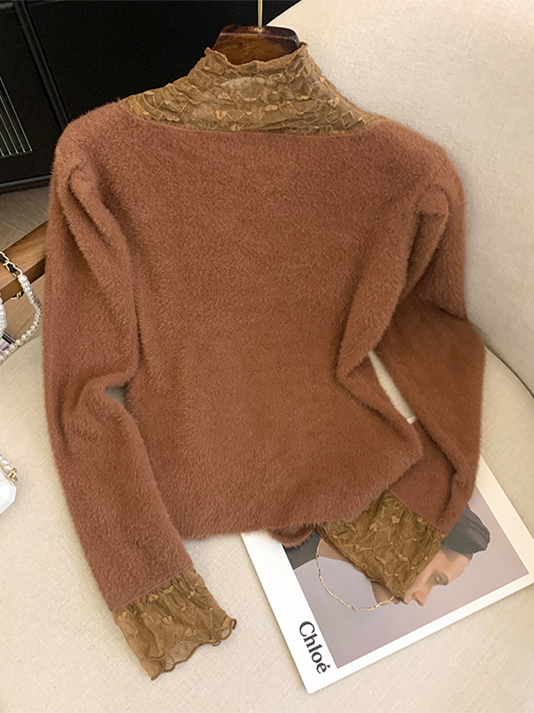 Women's Coffee Pullover Turtle - Turtleneck Knit 90S review and price