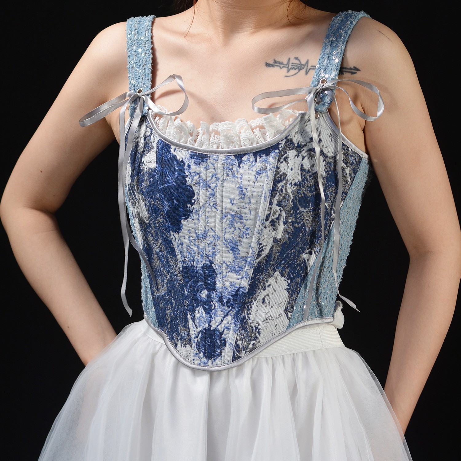Fashion Floral Print Overbust  - Vintage Fashion Queen review and price