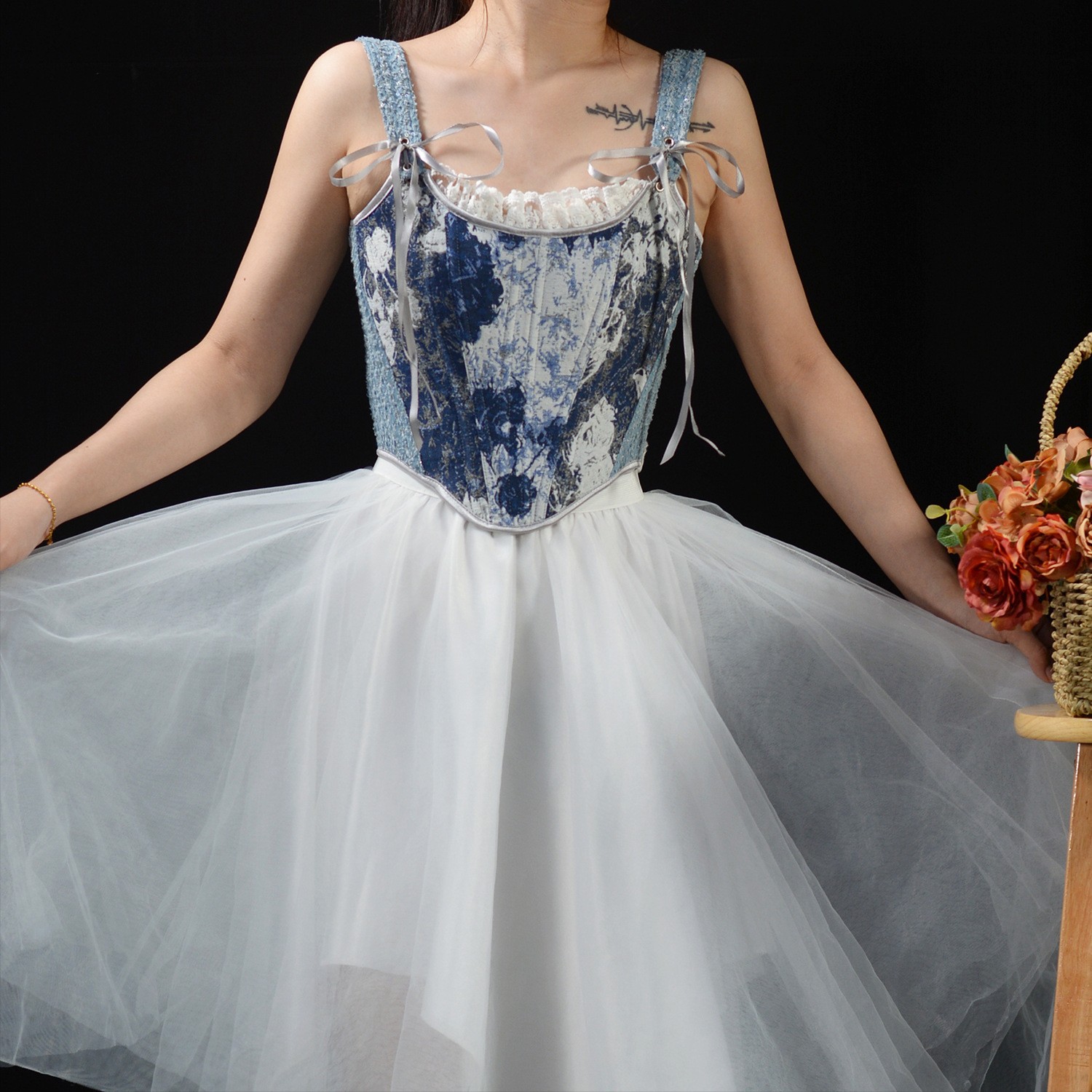 Fashion Floral Print Overbust  - Vintage Fashion Queen review and price