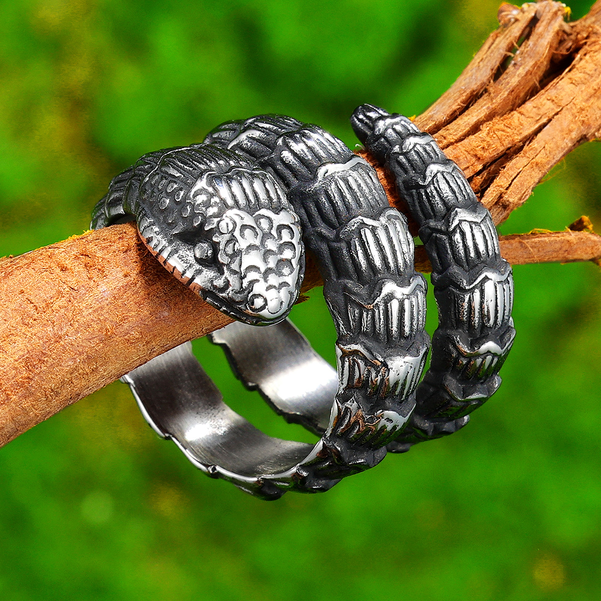 Rattlesnake Animal Men Rings S - Vintage Fashion Stuff review and price