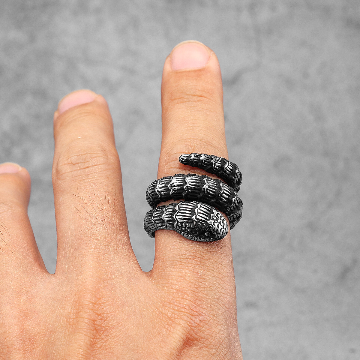 Rattlesnake Animal Men Rings S - Vintage Fashion Stuff review and price