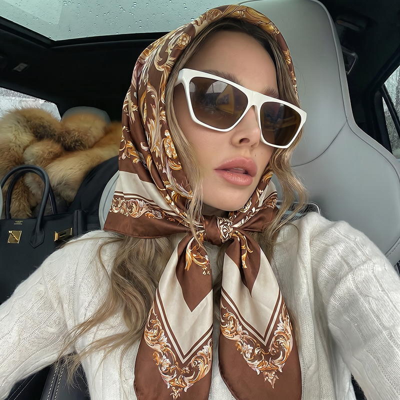 Vintage Satin Square Scarf Eur - Vintage Fashion Hijab review and price