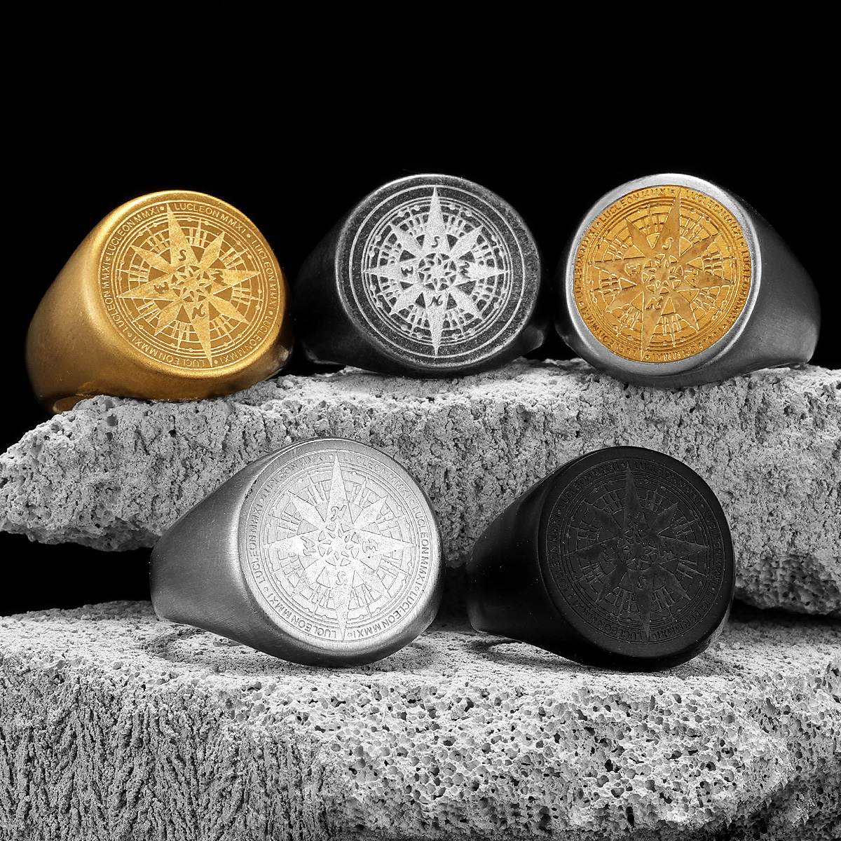 Simple Compass Men Rings Stain - Vintage Fashion Stuff review and price