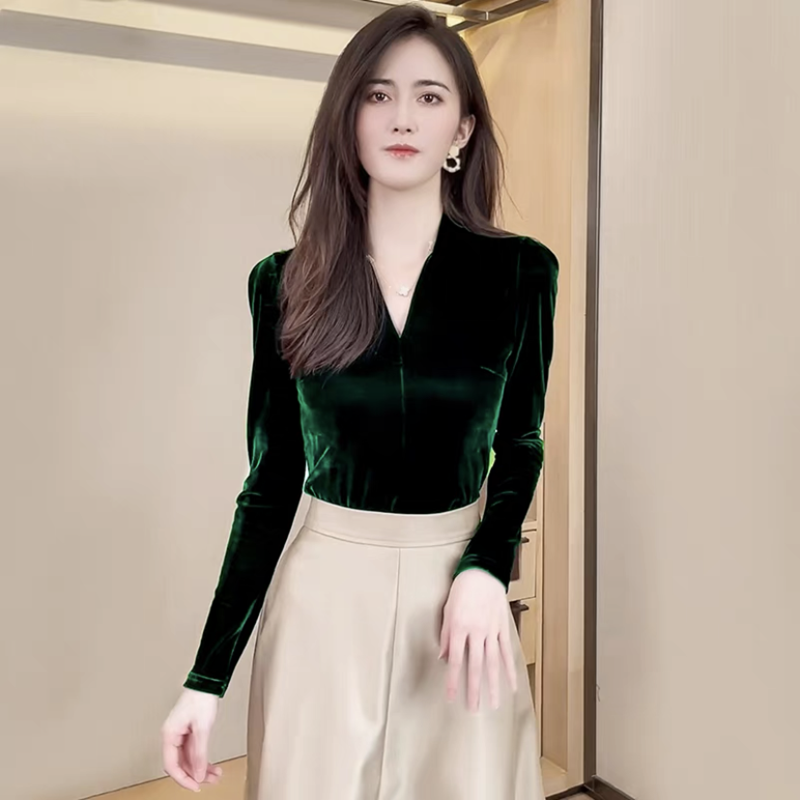 Fashion elegant V-neck long sl - Vintage Fashion Streetwear review and price