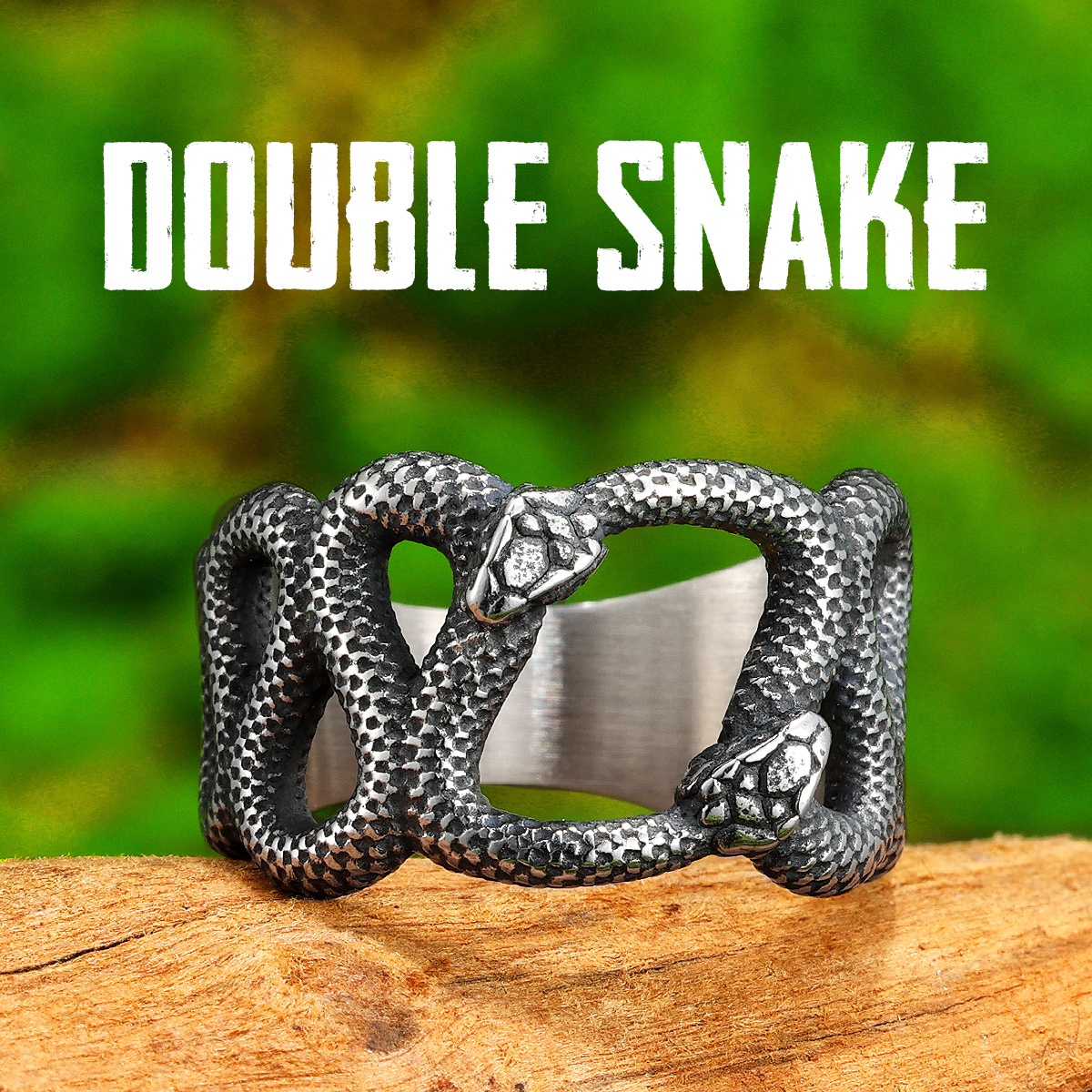 Double Snake Animal Men Rings  - Vintage Fashion Stuff review and price