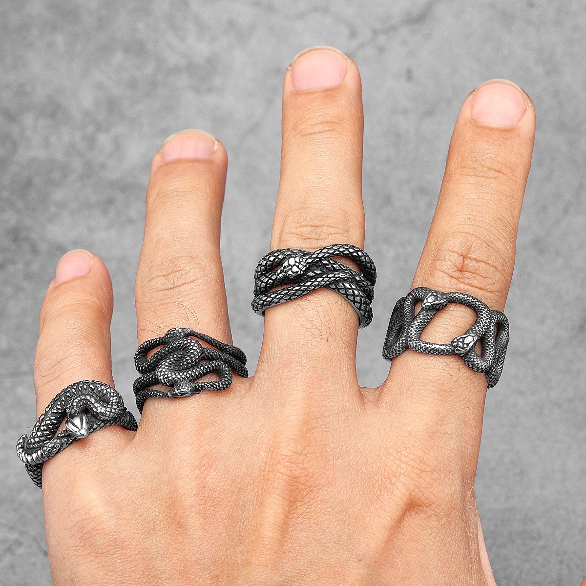 Double Snake Animal Men Rings  - Vintage Fashion Stuff review and price