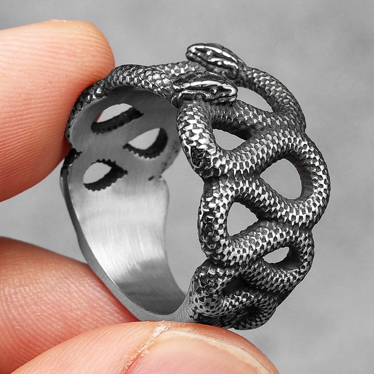 Double Snake Animal Men Rings  - Vintage Fashion Stuff review and price