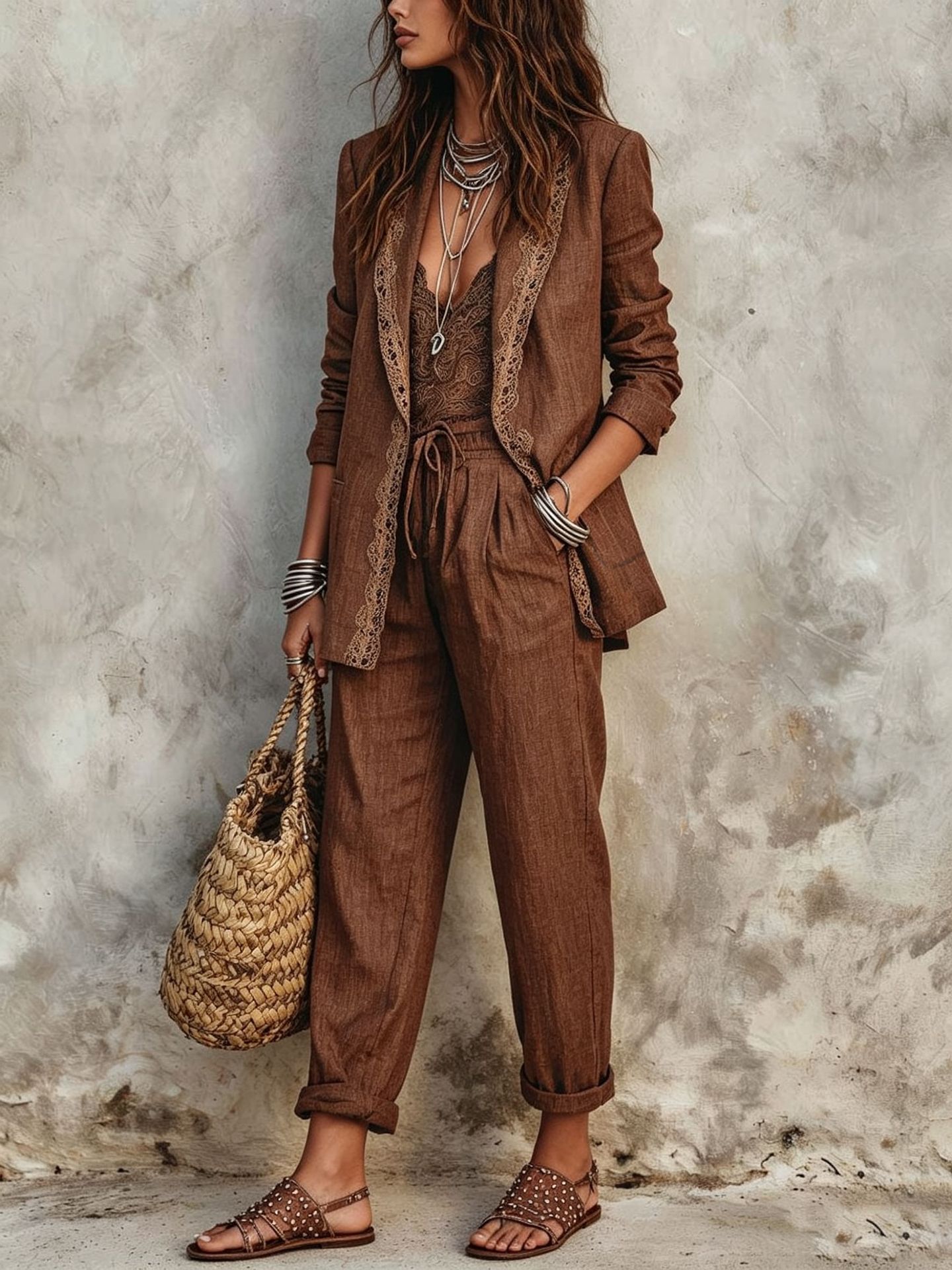 Casual Blazer Two Piece Set Wo - Vintage Fashion Streetwear review and price